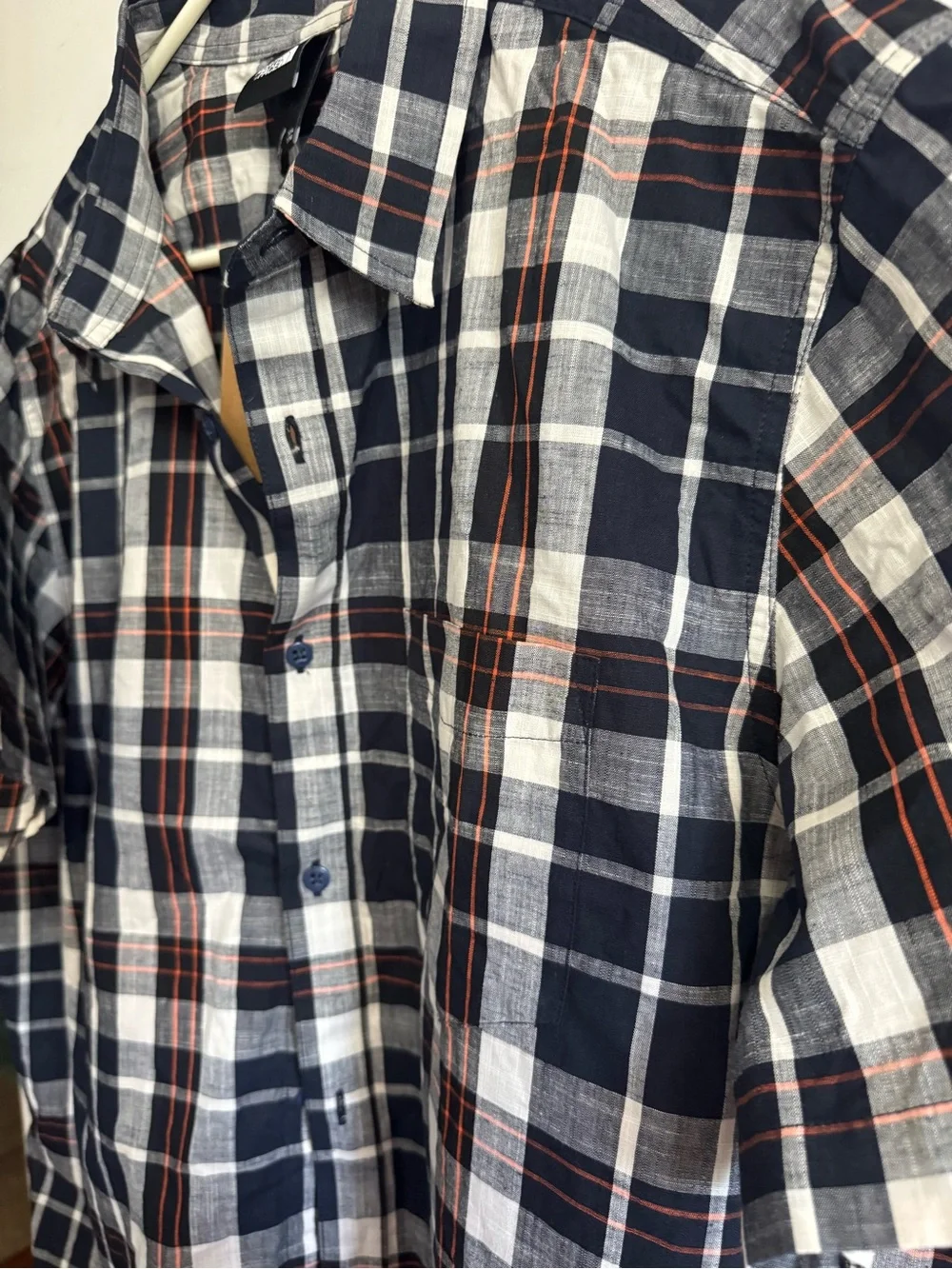 NWT The North Face Men’s Navy & White Plaid Short-Sleeve Shirt XXL